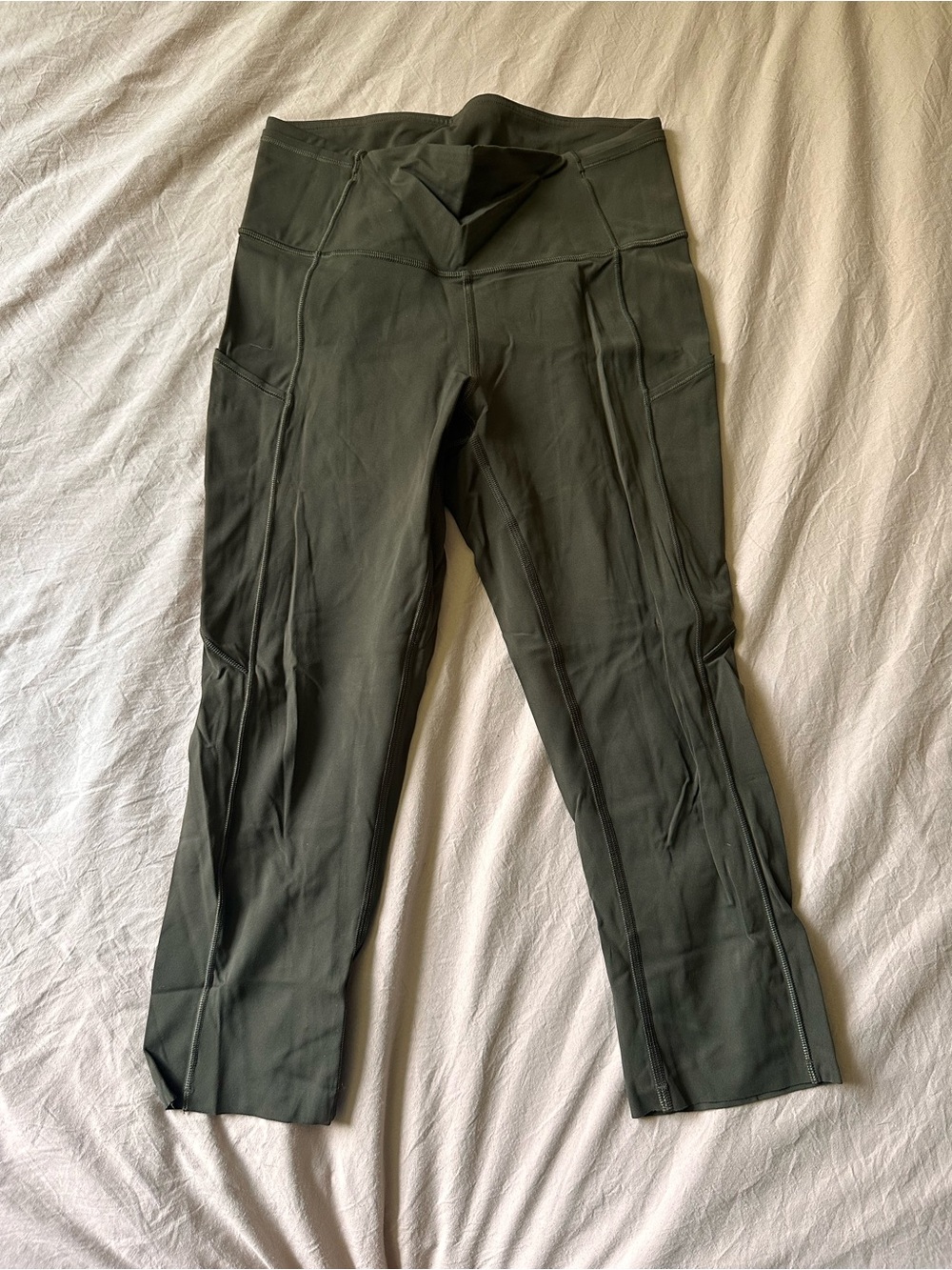 lululemon athletica Olive Green High-Waist Capri Leggings
